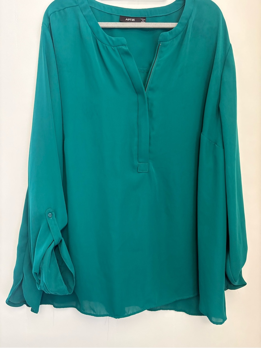Apt. 9 Teal Green Split-Neck Long-Sleeve Blouse